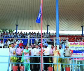 Bathinda (Urban) MLA Sarup Chand Singla inaugurates the 58th Punjab School Games at the multi-purpose sports stadium in the city on Thursday.