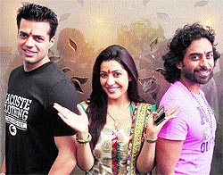 Starcast of Dil Tainu Karda Ae Pyar who visited Ludhiana to promote their movie on Thursday