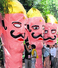Final touches being given to effigies at Sector 46