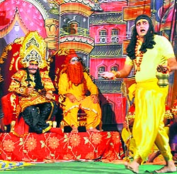 Artistes perform during the Ramlila at Panjab University, Chandigarh