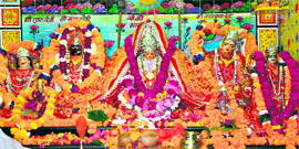 On the pious occasion of Navratras, idols of deities decorated with flowers in Maya Devi Temple in Haridwar on Saturday.