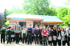 Students of Government Middle School, Darbandi, Bidder, in Kokernag, study under a tin roof calssrooms.
