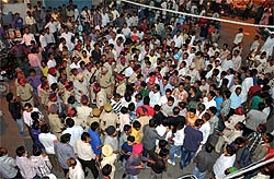 A view of the crowd at the site of the incident