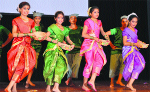 Students perform dance during the annual day of Aanchal International School, Sector 41, at Tagore Theatre in Chandigarh. 