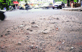 A damaged road in Sector 22, Chandigarh.