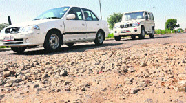A road in a pathetic condition in Sector 38 (West), Chandigarh. 