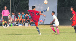 A match between Sambhalpur Football Academy and Dalbir Football Academy in progress during the ongoing UT Administrator Football Cup at Football Stadium, Sector 17, in Chandigarh. tribune photo: Manoj mahajan