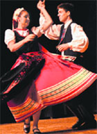 Members of a Hungarian folk dance troupe perform at Tagore Theatre in Sector 18, Chandigarh, on Monday. Tribune photo: Preadeep Tewari