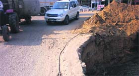 The eroded edges of the Tibba bridge near Sahnewal in Doraha.