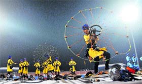 Youths perform "gatka" during the opening ceremony of the All-India Sahibzada Ajit Singh Hockey Championship at the PAU.