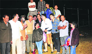 Ramlila artistes after rain disrupted their show in Sector 17, Chandigarh, 