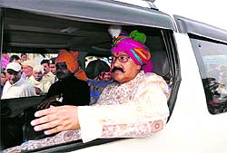 Pauri Garhwal MP Satpal Maharaj leads a wedding procession of his son in Haridwar on Tuesday