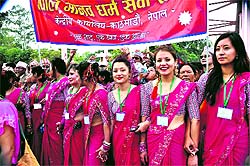 Nepali women were the centre of attraction during the wedding procession of Pauri Garhwal MP Satpal Maharajs son in Haridwar on Tuesday