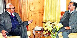 CPM state secretary and MLA MY Tarigami with Governor NN Vohra at Raj Bhawan on Tuesday