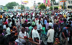 Chaos ruled the streets near the Hanuman Chowk traffic lights as a huge crowd turned out to watch the proceedings at the school