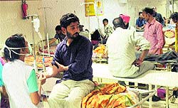 Dengue patients undergo treatment at a hospital in Chandigarh