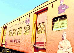 Vivek Express on wheel museum at platform no 9, Haridwar railway station, on Thursday