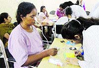 A patient being examined as part of a prograrmme on World Stroke Day in Ludhiana