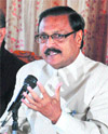 Satya Pal Jain addresses mediapersons in Shimla on Friday.