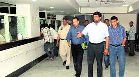 Mayor Sunil Jyoti takes a round of the MC Suwidha Centre in Jalandhar.