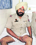 ASI Gulwinder Singh, who was bitten by dogs in Amritsar on Saturday. Photo: vishal kumar
