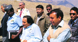 Minister for Transport and CAPD along with a team of officers from Mantra Airlines and Director Civil Aviation J&K at Kargil Airport. 