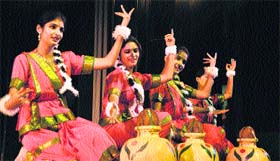 Students perform during the annual Intra-Regional Cultural festival organised by Power Grid Corporation of India, Northern region-II on Saturday.