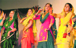 Students perform on Toppers Day at RS Model Senior Secondary School in Ludhiana on Saturday. A tribune phograph 