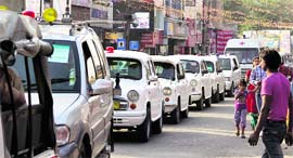 Official vehicles during a security drill on Saturday in view of the PMs visit to Adampur on Sunday.