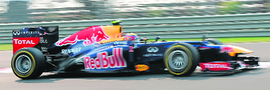 Red Bulls Mark Webber (in pic) and Sebastian Vettel were in top gear at BIC on Saturday.  AFP