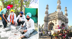(Left) Sikligars barely manage to eke out a living and (right) the 420-year-old Charminar in Hyderabad, is the symbol of Deccan culture. Photos by the writer