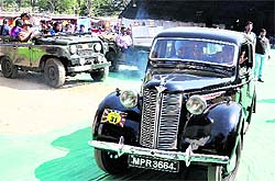 Old vehicles participate in a vintage vehicles rally at Virasat 2012 festival in Dehradun on Sunday