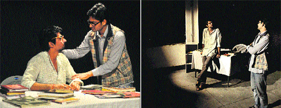 Scenes from the play Do Zaaviye staged in Natrangs Sunday Theatre in Jammu on Sunday. 