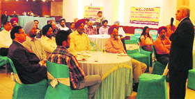 Former Delhi DGP BL Vohra addresses a CME on mental stress in Ludhiana.