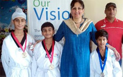 The gold medal winners of the Millennium School with their teachers