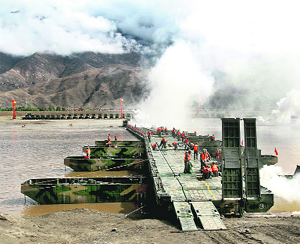A Chinese amphibious assault exercise on the Tibetan plateau. Increased military presence and rapid development of infrastructure in Tibet point towards Chinese attempts at upgradation of its operational posture