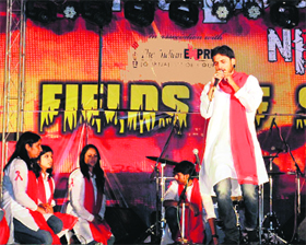 Students perform a nukkad natak on Aids awareness at the annual function of the Management Development Institute, Gurgaon.