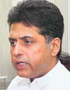 Manish Tewari talks to mediapersons after taking charge as Minister of State (Independent Charge) for Information and Broadcasting. Tribune photo: Mukesh Aggarwal