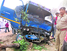 The Canter that killed a young woman at Odhan village in Sirsa district on Tuesday. 