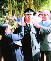Dr NK Kalia and his wife Vijay Kalia with their son Captain Saurabh Kalia at the passing-out ceremony at IMA, Dehradun.