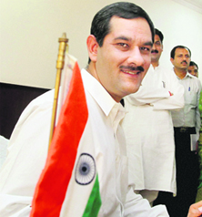 Jitendra Singh takes charge as Minister for Youth Affairs and Sports in New Delhi on Tuesday.