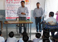 The TB awareness workshop in progress at a school in Baba Deep Singh Nagar on Wednesday. 
