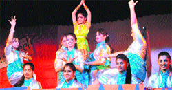 Students of The Millennium School present an item during the annual day function in Mohali on Wednesday. Tribune photo: Vickey Gharu