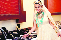 A model at an exhibition of jewellery in Dehradun on Wednesday. Tribune photo: Vinod Pundir. 