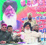 Parkash Singh Badal, CM, Punjab, at Baruna in Nalagarh on Wednesday.