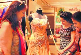 Women check out some exquisite Victorian suits and jewellery during the Bridal Bazaar exhibition in Jalandhar