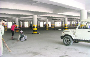 The much-awaited multi-storeyed parking at the Mini Secretariat that will open on Thursday.