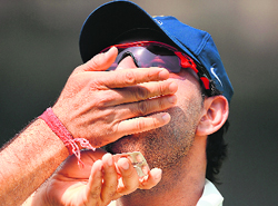 Yuvraj Singh takes medication in Mumbai on Wednesday.