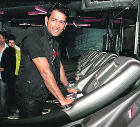 Indian captain MS Dhoni during the launch of a fitness centre in New Delhi on Wednesday.