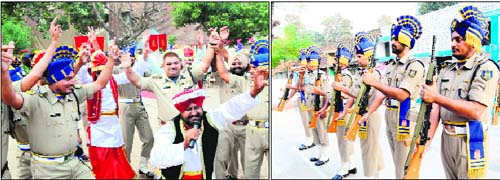 CRPF 13 Battalion officers and jawans perform bhangra; and (right) jawans take part in a parade during the celebrations of the 50th anniversary of its establishment in Amritsar on Thursday.